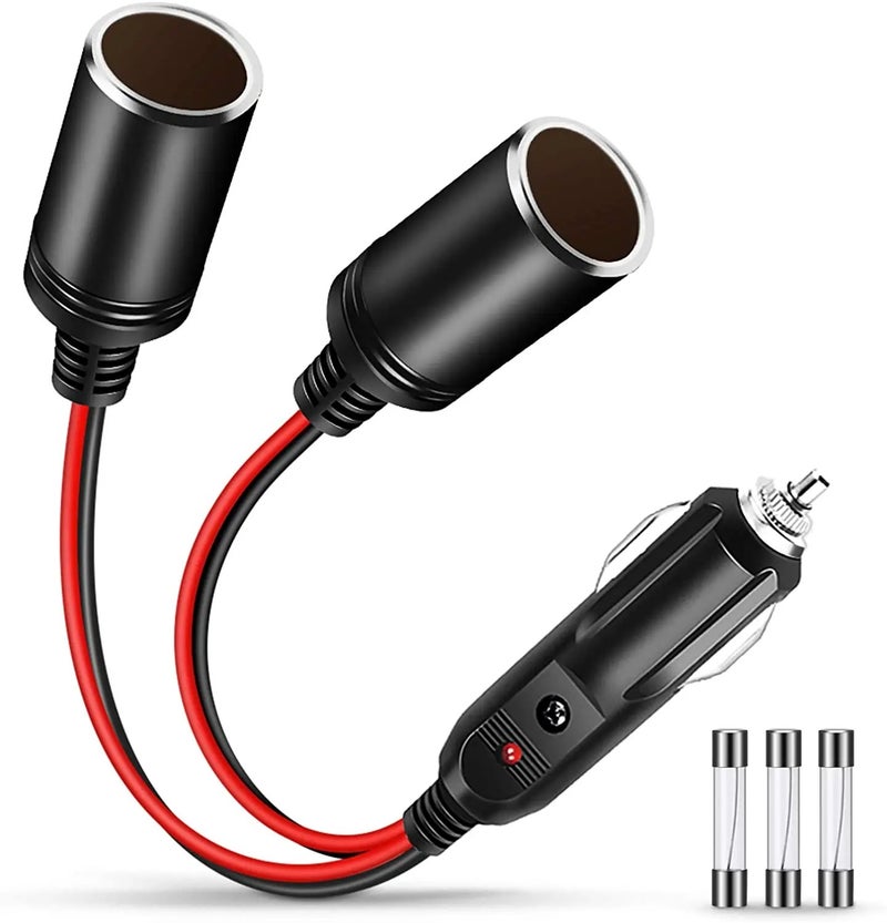 Bluejw 12V Fused Cigarette Lighter Male Plug with LED Indicator, 16AWG Heavy Duty Car Charger Adapter Extension Cord for Automobile Chargers - Image 2